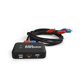 2 Port USB HD KVM Switch Switcher with Cable for Dual Monitor Keyboard Mouse HD Switch Support Desktop Controller