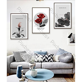 Combo 3 tranh dán tường 3d, hoa hồng thanh lịch trang trí phòng khách phòng ngủ hiện đại (tích hợp sẵn keo) MS799859