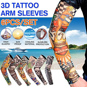 Mua 6PCS 3D Tattoo UV Protection Arm Sleeves Cooling Nylon Breathable High Elastic Outdoor Cycling Driving Arm Sleeves for Men Mua 6PCS 3D Tattoo UV Protection Arm Sleeves Cooling Nylon Breathable High Elastic Outdoor Cycling Driving Arm Sleeves for Men