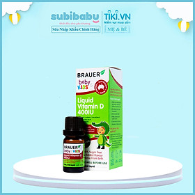 Vitamin D 400IU dạng nước Brauer Baby & Kids Liquid Vitamin D 400IU cho trẻ sơ sinh và trẻ nhỏ (10 ml)