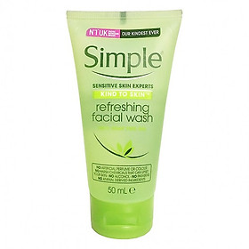 Gel Rửa Mặt Simple Refreshing Facial Wash 50ml - Dành Cho Da Nhạy Cảm [ Được Mask 3W Clinic ]