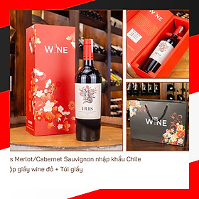 Hộp wine đỏ 1 chai Iris Merlot/ Cabernet Chile