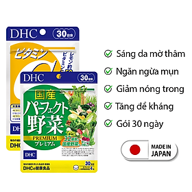 Combo Giảm nóng trong - Trắng da (Viên uống DHC Nhật Bản Rau củ và Vitamin C) Thực phẩm chức năng gói 30 ngày JN-DHC-CB9