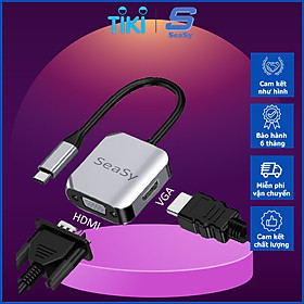 Mua Hub Chuyển Đổi USB TypeC to VGA/HDMI/USB/PD SeaSy HW-6004  Cổng HDMI Hỗ Trợ 4K UHD  Cổng VGA Độ Phân Giải Full HD  Cổng USB 3.0 Tốc Độ Cao  Tương Thích Với Macbook pro/Macbook Air/Laptop/Ipad/Smartphone Samsung Dex  Huawei  Oppo– Hàng Chính Hãng