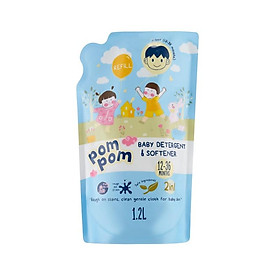 Hình ảnh Nước Giặt Xả Pom Pom Active dạng túi 1.2L