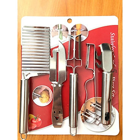 Mua COMBO Dụng cụ chuyên dụng cắt gọt rau củ quả 5 chi tiết bằng inox an toàn