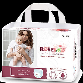 Bỉm tã quần ROSE BABY size L 28 miếng 9-14kg