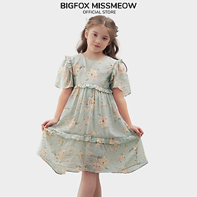 Váy bé gái Bigfox Miss Meow, đầm công chúa tiểu thư size đại dự tiệc vải tơ hoa phom Hàn cộc tay mùa hè 3,7,11 tuổi 30kg