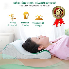 Mua Gối chống thoái hóa đốt sống cổ chuyên dụng 2 đầu gối cao thấp HANAKO - hỗ trợ giảm thiểu đau mỏi vai gáy  cột sống
