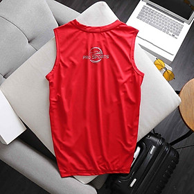Áo thể thao sát nách chất liệu thun lạnh co giãn 4 chiều  - Đỏ