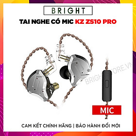 Tai nghe nhét tai có mic knowledge zenith kz zs10 pro 4ba + 1dd - hàng chính hãng
