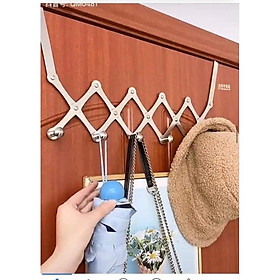 Mua MÓC TREO QUẦN ÁO ZICZAC BẰNG INOX BẠC TREO SAU CỬA GẤP GỌN 6 MÓC CON TREO ĐỒ