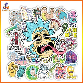 Set 50 cái Sticker Rick and Morty dán mũ bảo hiểm, hình dán Rick and Morty chống nước, decal hình Rick and Morty cute