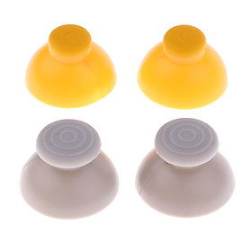 4 Pieces Bundle Replacement Joystick Analog Stick Cap Covers (2 Gray Left Cap Covers + 2 Yellow Right Cap Covers) for Gamecube Controller