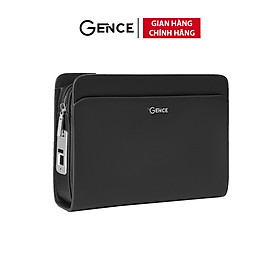 Túi Cầm Tay Nam Có Dây Đeo Chéo GENCE RB14 Da Bò Khóa Vân Tay Cao Cấp Màu Đen