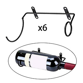 6 PCS Wall Mounted Wine Racks, Red Wine Bottle Display Holder, Iron Hanging Wine Rack Organizer, Wine Storage Shelf