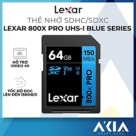 Thẻ nhớ 32GB/ 64GB SDHC/ SDXC Lexar 800X PRO UHS-I BLUE Series, tốc độ đọc lên đến 150Mb/s - HÀNG CHÍNH HÃNG