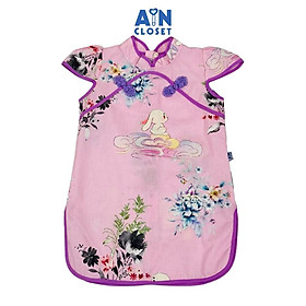 Đầm Sườn xám bé gái họa tiết Thỏ Ngọc Tim Cotton - AICDBGARYSKL - AIN Closet