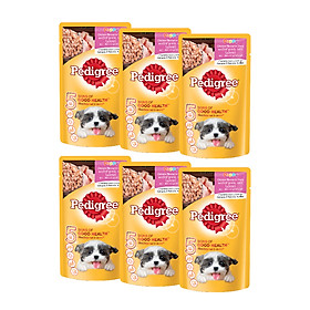 Combo 6 gói thức ăn cho chó con dạng sốt Pedigree vị gà rau củ 130g