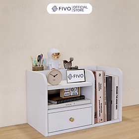 Mua Kệ Sách Gỗ Mini Để Bàn FIVO FB26 Cao Cấp Màu Trắng Và Xám  Có Hộc  Tiết Kiệm Diện Tích  Bo Góc Thẩm Mĩ