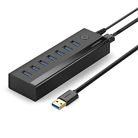 Ugreen 40522 Màu Đen Bộ chia HUB USB 3.0 sang 7 USB 3.0 hỗ trợ nguồn cao cấp Ugreen US219 - Hàng Chính Hãng