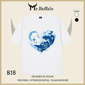 Áo Thun Đôi, Cặp Mr.Buffalo Tshirt Cotton 100% có bigsize Unisex Local Brand B18nB18 - Mẫu Nam T18-Trắng