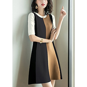 Đầm Cho Người Mập T1 - Đen Phối Nâu