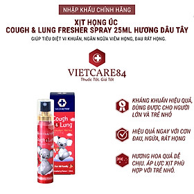 Keo ong xịt họng nhập khẩu chính hãng Úc COUGH & LUNG FRESHER SPRAY (25 ml) giúp làm sạch khoang miệng, giảm mùi hôi mang lại hơi thở thơm mát. Giúp ngăn ngừa vi khuẩn, ngăn ngừa viêm họng, đau rát họng