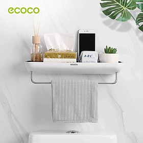 KỆ ĐỂ ĐỒ NHÀ TẮM, NHÀ BẾP DÁN TƯỜNG ECOCO CÓ THANH TREO KHĂN TIỆN DỤNG