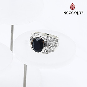 Nhẫn bạc nam mặt đá saphire 18mm mệnh thủy, mộc - Ngọc Quý Gemstones