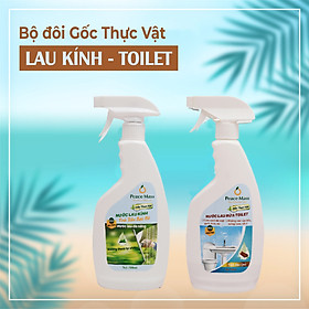 Combo TLC1 Peace Mass Nước Lau Rửa Toilet Gốc Thực Vật700ml + Nước Lau Kính Gốc Thực Vật 700ml