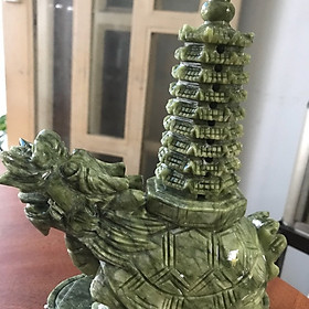 Mua Tượng Tháp Long Quy Văn Xương 9 Tầng Đá Sprentin Xanh size Cao 22cm dài 18cm nặng 2kg2 mang phúc lộc cho gia chủ ạ