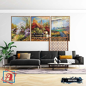 Mua Bộ 3 tranh canvas sơn dầu mùa thu châu Âu - B3C006