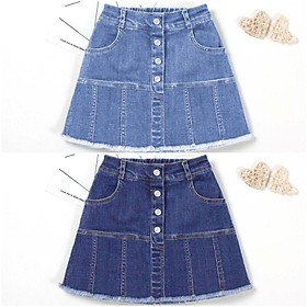 (25-48kg) Chân váy jeans chữ A size đại cho bé, co dãn, có quần bên trong(vừa về)