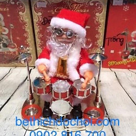 Đồ chơi ông già Noel đánh trống có nhạc và đèn quà tặng noel giáng sinh cho bé hoặc trang trí noel