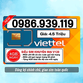 Sim Viettel số đẹp - Hàng chính hãng - 0986.939.119