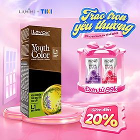Kem Nhuộm Tóc Phủ Bạc Youth & Color Lavox 60ml Nâu Cà Phê L4 - Nhuộm Tóc Tại Nhà (Kèm Bao tay & Oxy Trợ Nhuộm) Lamimi Chính Hãng