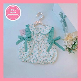 Body bé gái cherry nơ xanh Như Ý House-mặc sinh Nhật- thôi nôi quà tặng