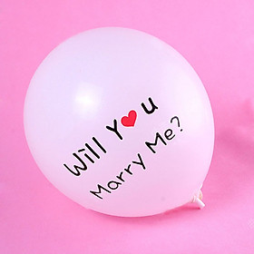 10 bong bóng cao su màu trắng Will you marry me?