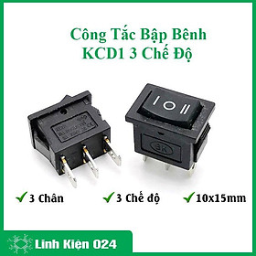 Công Tắc Bập Bênh KCD1 10x15mm 3 Chân 3 Chế Độ ON-OFF-ON