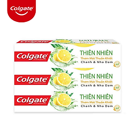 Bộ 3 Kem đánh răng Colgate thiên nhiên thơm mát thuần khiết từ Chanh & Nha Đam 180g