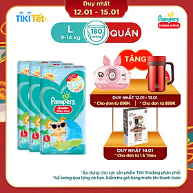 Combo 3 tã Quần Pampers Điều Hoà Gói Lớn L60 (9-14kg)