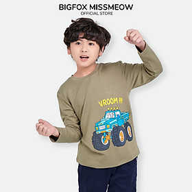 Áo dài tay bé trai BIGFOX - MISS MEOW, áo thu đông cho bé size đại in ôtô vroom 11 - 38 kg