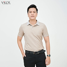 Áo thun POLO nam cổ sơ mi VIKOR SMM02 nâu vải sợi cafe cao cấp, mềm mại, siêu mát hàng chính hãng