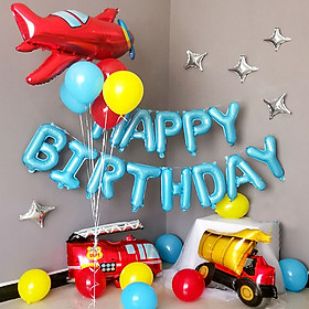 Sét Bóng Trang Trí Hình Xe Ô Tô Giao Thông Máy Bay Cho Bé Trai