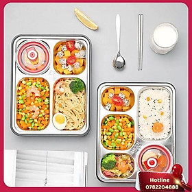 Mua Khay Cơm Inox 5 Ngăn Hàn Quốc Coa Nắp Đậy Tiện Lợi - Miễn Phí Vận Chuyển