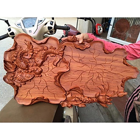 Mua Khay Trà Gỗ Mẫu Cá chép lá sen gỗ Hương Đá 35x60