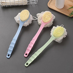 Cây chà lưng tắm 2in1 sợi cotton , cây tắm chà lưng tiện lợi kèm bông tắm - Amina