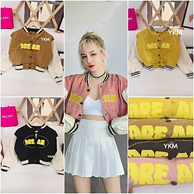 Áo Khoác Bomber Croptop Da Lộn Kiểu Lửng Chữ DREAM Có Túi Trong 2 Lớp Lót Dù - TEEN ĐẸP - Phong Cách Hàn Quốc Chống nắng