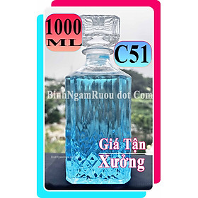 Mua  Mua 7 Tặng 1 C51 Chai Đựng Rượu Thủy Tinh Dáng Trụ Vuông Nắp Thủy Tinh Sang Trọng - Cao Cấp 1000ml - Đẹp Cao Cấp - Nắp Kín Thủy Tinh Trong - Quà Biếu Sang Trọng
